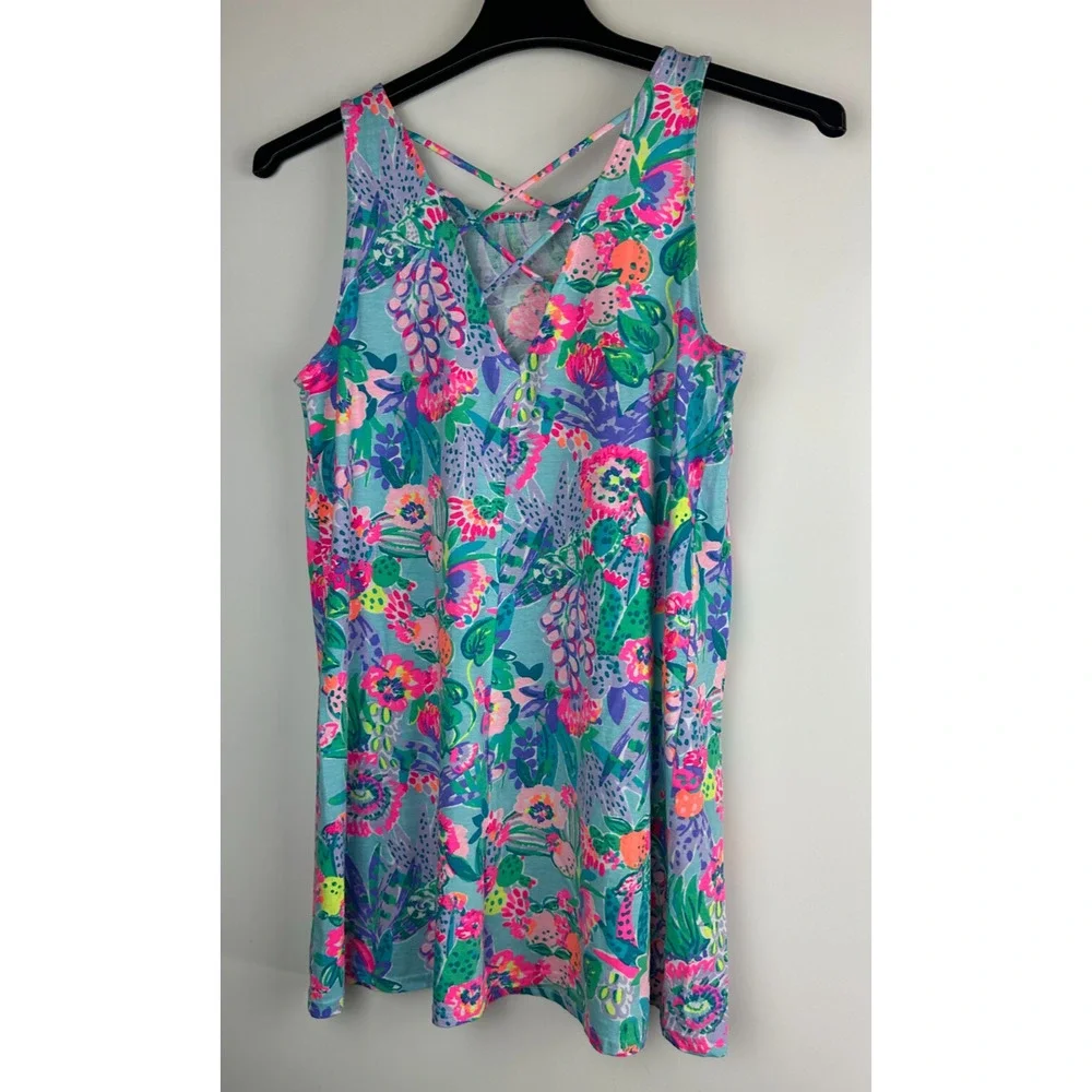 Lilly Pulitzer Kristen Dress Mini Multi-Color Printed Tropical Fruit Small Short - Picture 7 of 12